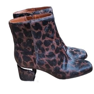 Beautiful Franco Sarto Leopard spot look ankle boots. Looks like real hair.